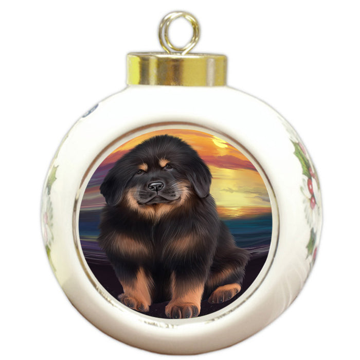 Tibetan Mastiff Dog Round Ball Christmas Ornament RBPOR54773