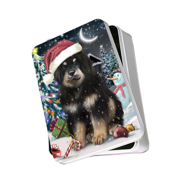 Have a Holly Jolly Christmas Happy Holidays Tibetan Mastiff Dog Photo Storage Tin PITN54201