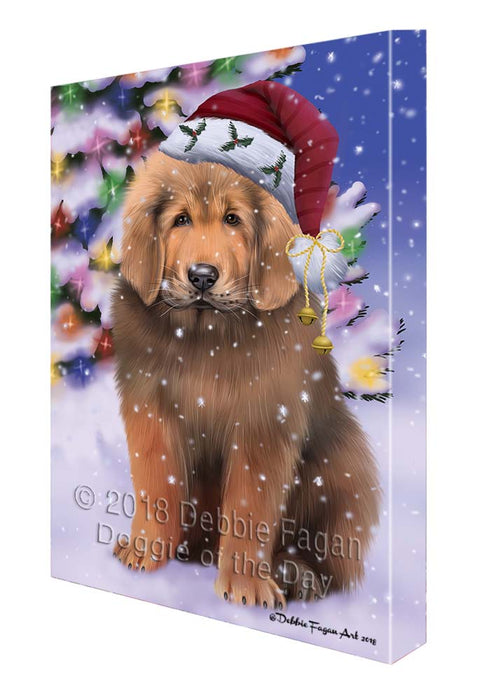 Winterland Wonderland Tibetan Mastiff Dog In Christmas Holiday Scenic Background Canvas Print Wall Art Décor CVS121571