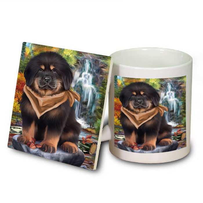Scenic Waterfall Tibetan Mastiff Dog Mug and Coaster Set MUC54688
