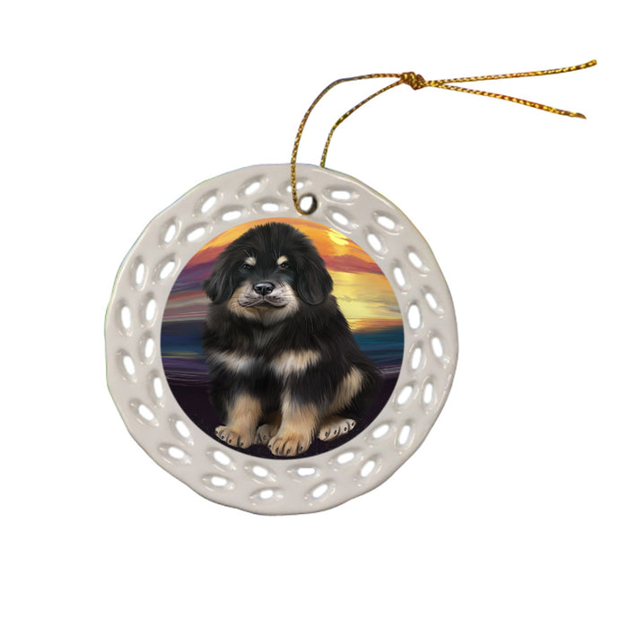 Tibetan Mastiff Dog Ceramic Doily Ornament DPOR54774