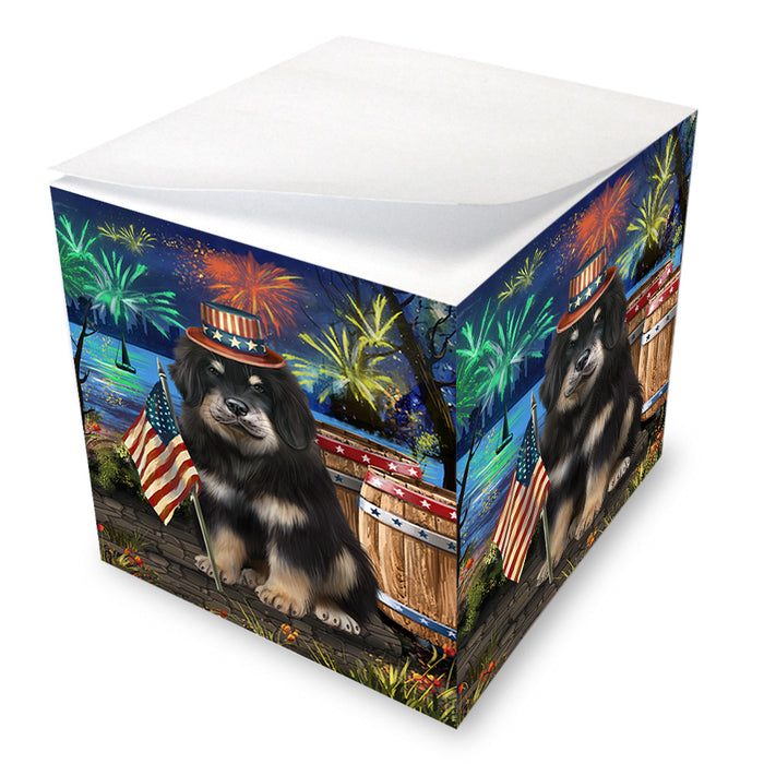 4th of July Independence Day Firework Tibetan Mastiff Dog Note Cube NOC55739