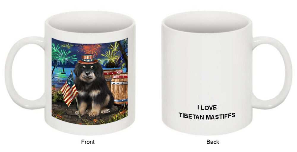 4th of July Independence Day Firework Tibetan Mastiff Dog Coffee Mug MUG49491