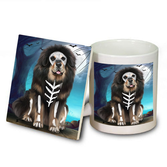 Happy Halloween Trick or Treat Tibetan Mastiff Dog Mug and Coaster Set MUC54530