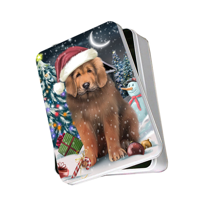 Have a Holly Jolly Christmas Happy Holidays Tibetan Mastiff Dog Photo Storage Tin PITN54202