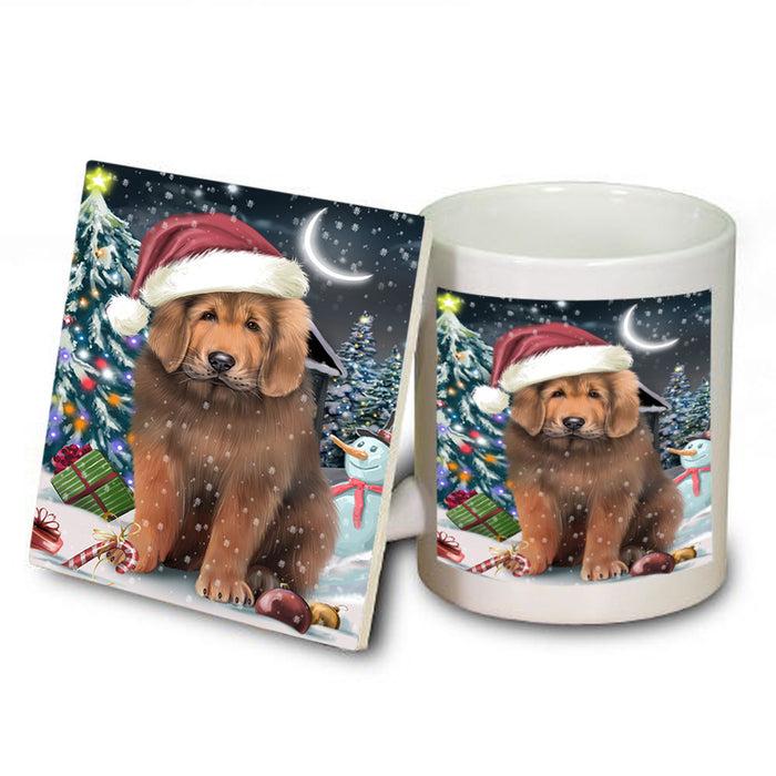 Have a Holly Jolly Christmas Happy Holidays Tibetan Mastiff Dog Mug and Coaster Set MUC54251
