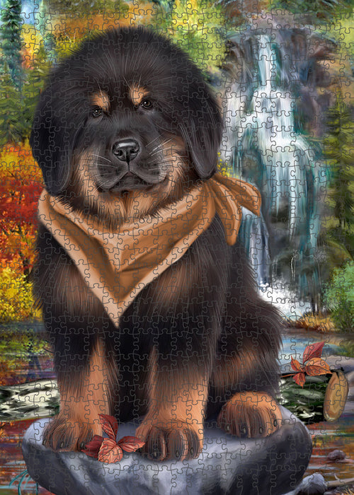 Scenic Waterfall Tibetan Mastiff Dog Puzzle with Photo Tin PUZL86452