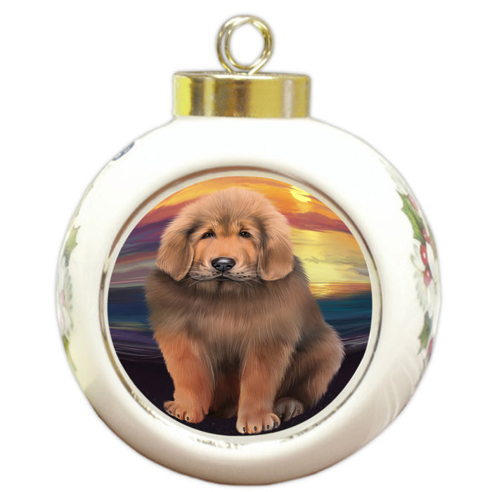 Tibetan Mastiff Dog Round Ball Christmas Ornament RBPOR54775