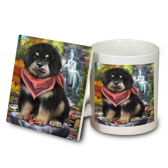 Scenic Waterfall Tibetan Mastiff Dog Mug and Coaster Set MUC54689