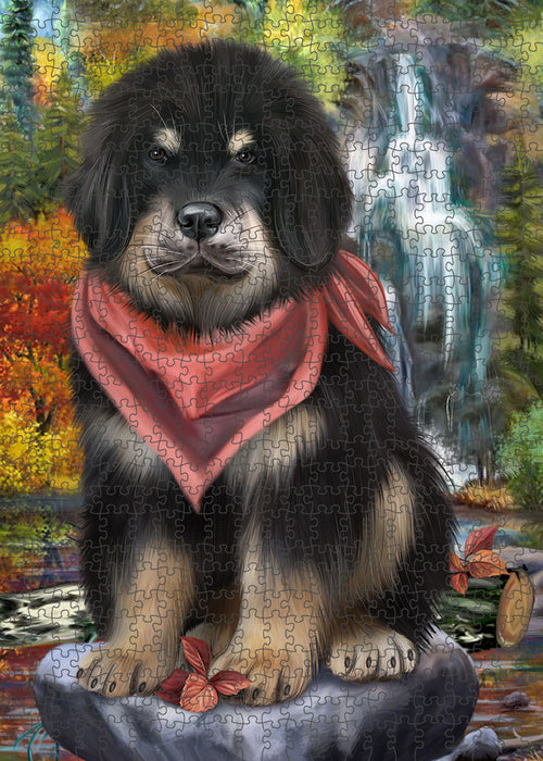 Scenic Waterfall Tibetan Mastiff Dog Puzzle with Photo Tin PUZL86456