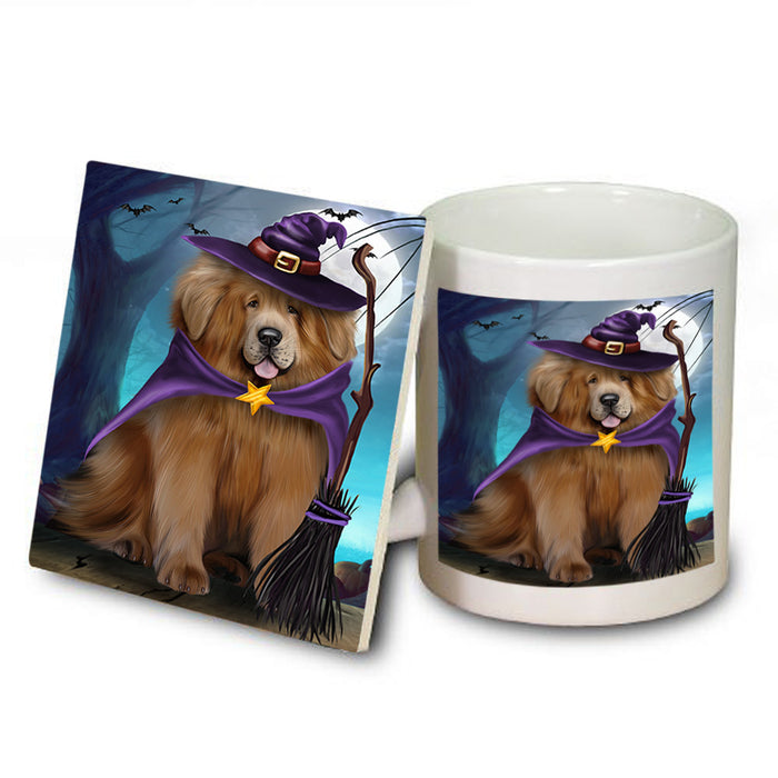 Happy Halloween Trick or Treat Tibetan Mastiff Dog Mug and Coaster Set MUC54531