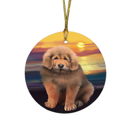 Tibetan Mastiff Dog Round Flat Christmas Ornament RFPOR54766
