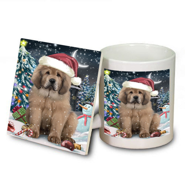 Have a Holly Jolly Christmas Happy Holidays Tibetan Mastiff Dog Mug and Coaster Set MUC54252