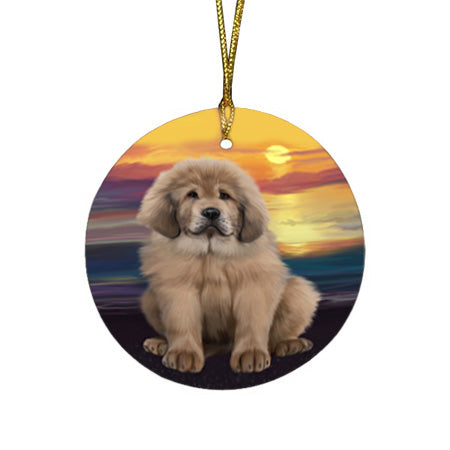 Tibetan Mastiff Dog Round Flat Christmas Ornament RFPOR54767