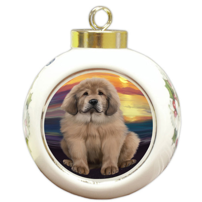 Tibetan Mastiff Dog Round Ball Christmas Ornament RBPOR54776