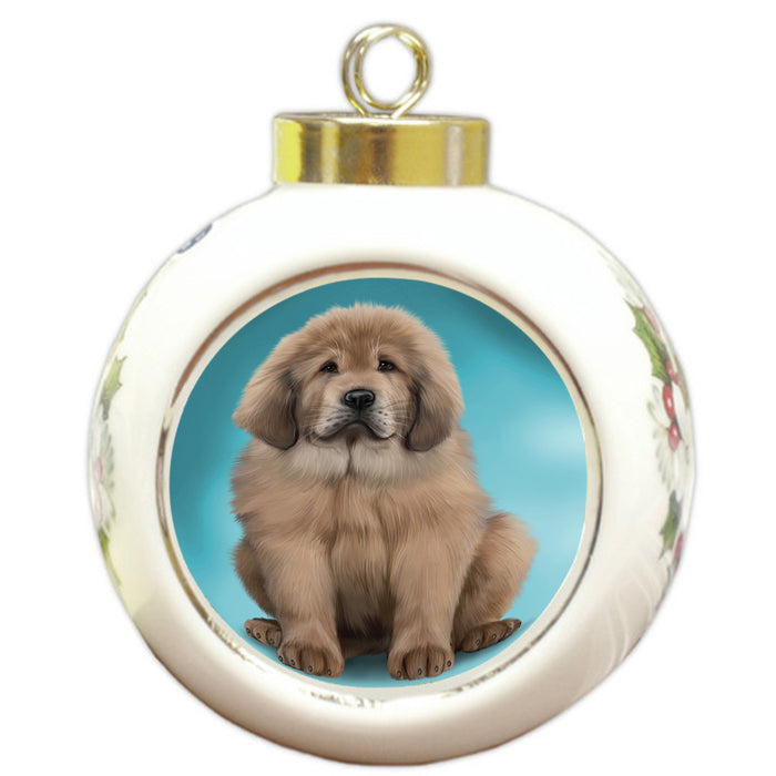Tibetan Mastiff Dog Round Ball Christmas Ornament RBPOR54777