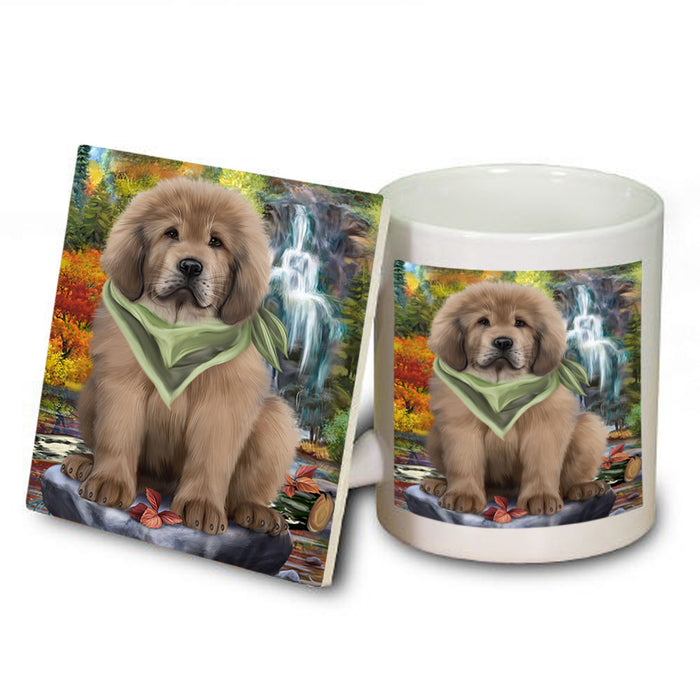 Scenic Waterfall Tibetan Mastiff Dog Mug and Coaster Set MUC54691
