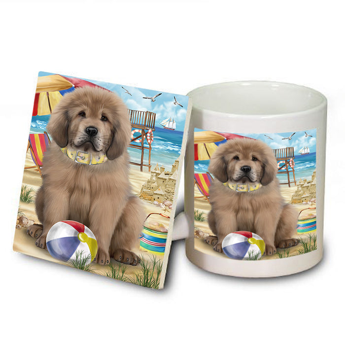 Pet Friendly Beach Tibetan Mastiff Dog Mug and Coaster Set MUC54194