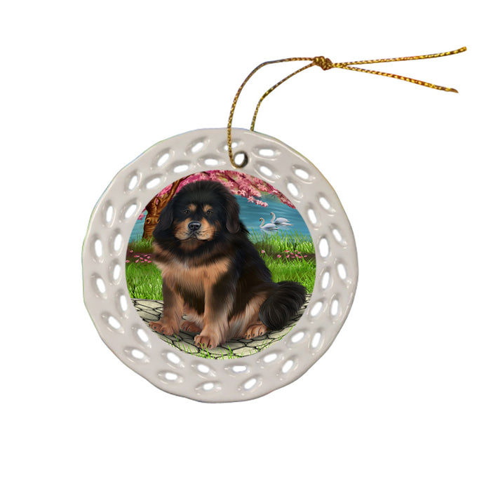 Tibetan Mastiff Dog Ceramic Doily Ornament DPOR54778