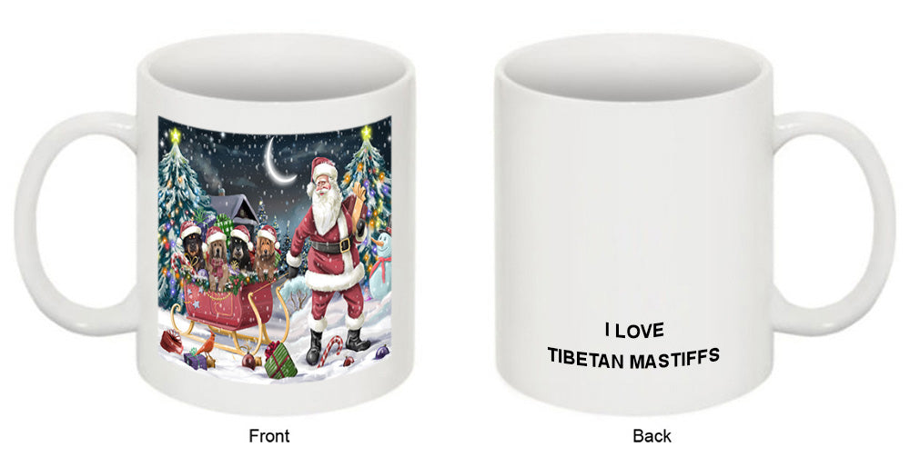 Santa Sled Christmas Happy Holidays Tibetan Mastiffs Dog Coffee Mug MUG49780