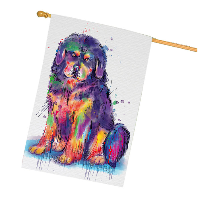Watercolor Tibetan Mastiff Dog House Flag FLG65133
