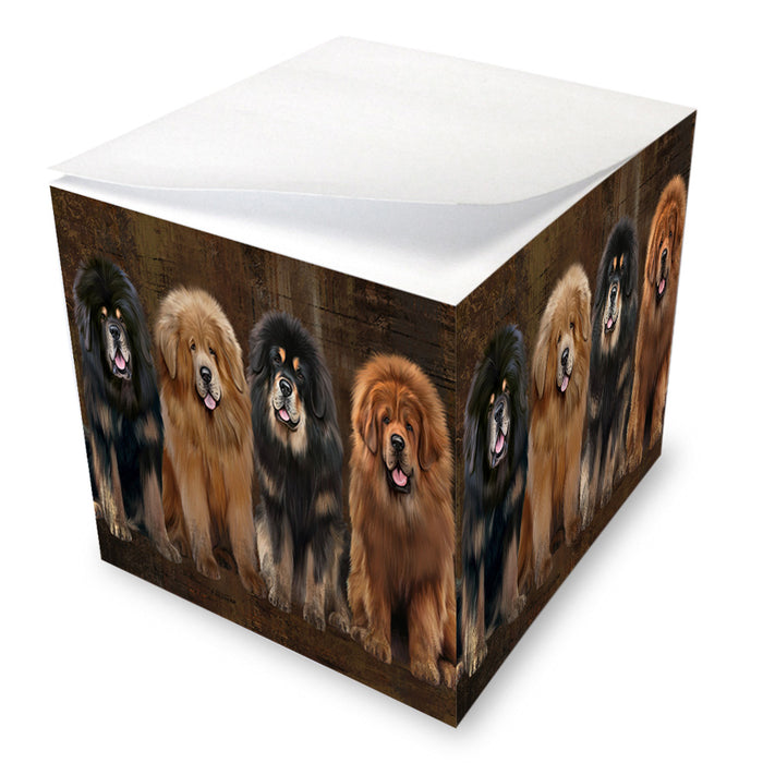 Rustic 4 Tibetan Mastiffs Dog Note Cube NOC56017