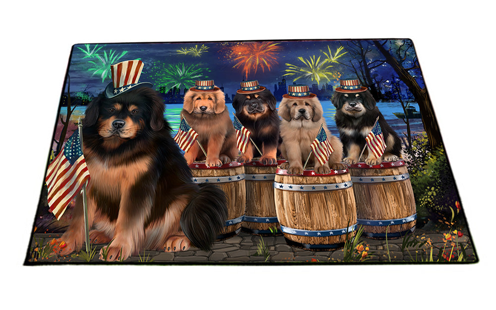 4th of July Independence Day Firework Tibetan Mastiffs Dog Floormat FLMS54392