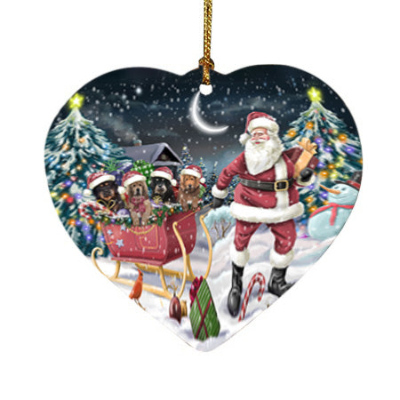 Santa Sled Christmas Happy Holidays Tibetan Mastiffs Dog Heart Christmas Ornament HPOR54382