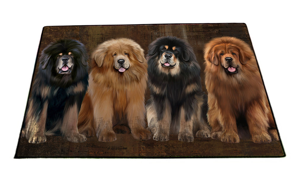 Rustic 4 Tibetan Mastiffs Dog Floormat FLMS54646