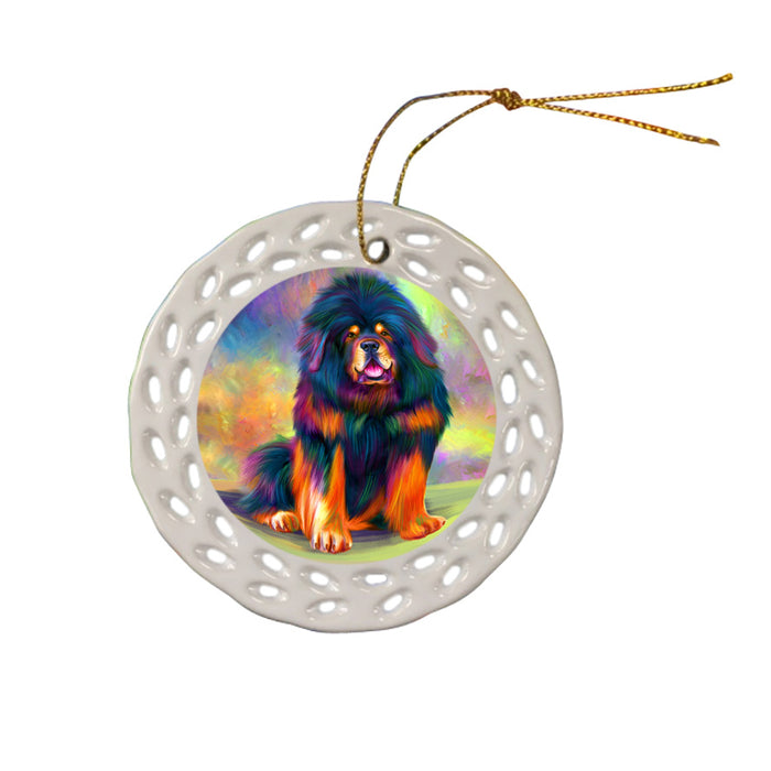 Paradise Wave Tibetan Mastiff Dog Ceramic Doily Ornament DPOR56439
