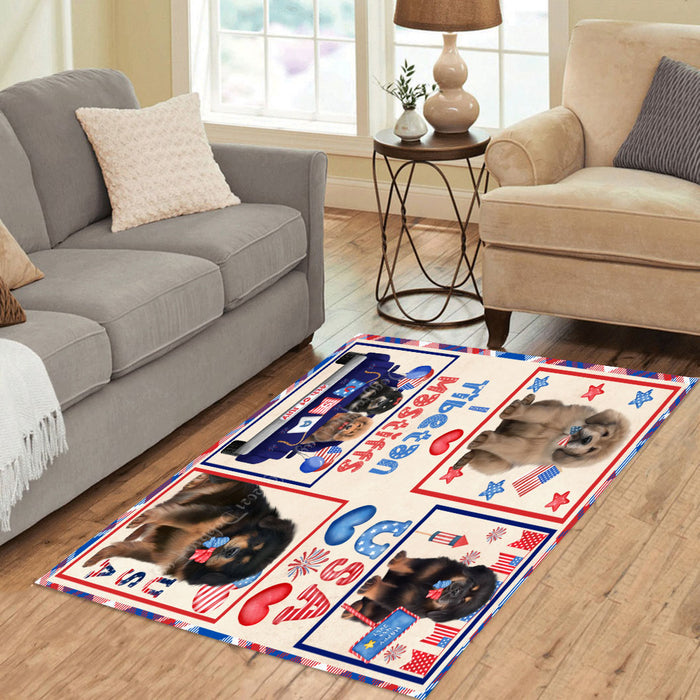 4th of July Independence Day I Love USA Tibetan Mastiff Dogs Area Rug - Ultra Soft Cute Pet Printed Unique Style Floor Living Room Carpet Decorative Rug for Indoor Gift for Pet Lovers