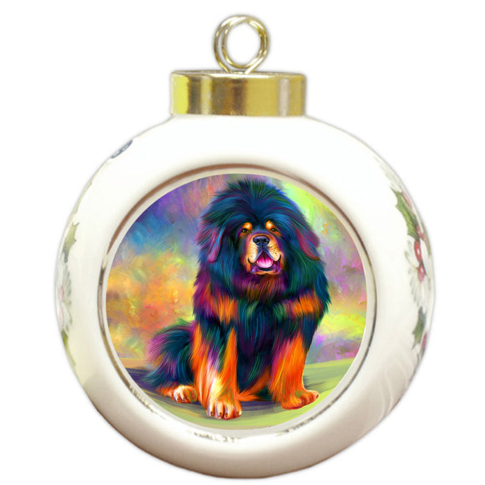 Paradise Wave Tibetan Mastiff Dog Round Ball Christmas Ornament RBPOR56439