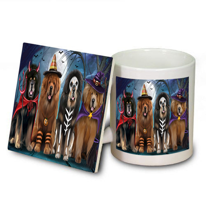 Happy Halloween Trick or Treat Tibetan Mastiffs Dog Mug and Coaster Set MUC54480