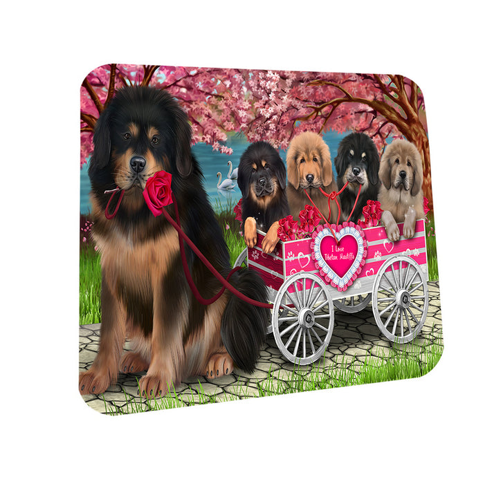 I Love Tibetan Mastiffs Dog in a Cart Coasters Set of 4 CST54172