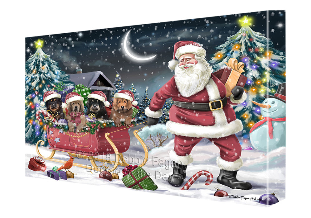 Santa Sled Christmas Happy Holidays Tibetan Mastiffs Dog Canvas Print Wall Art Décor CVS107288