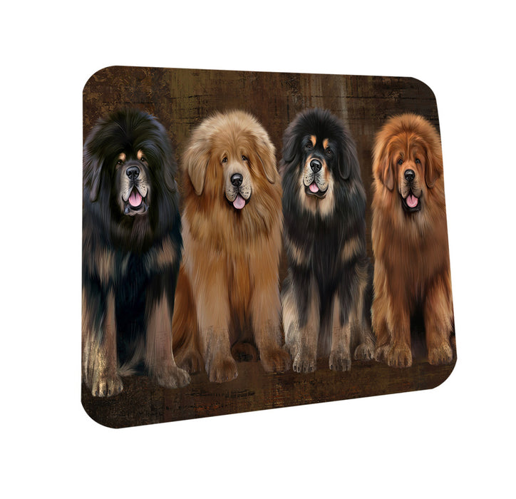 Rustic 4 Tibetan Mastiffs Dog Coasters Set of 4 CST54329