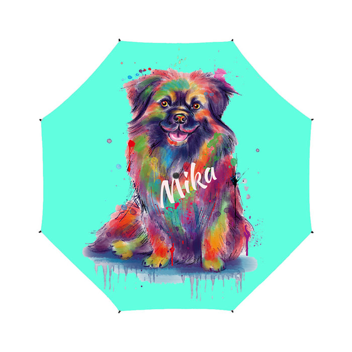 Custom Pet Name Personalized Watercolor Tibetan Spaniel DogSemi-Automatic Foldable Umbrella