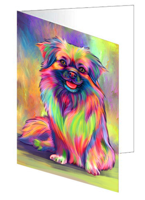 Paradise Wave Tibetan Spaniel Dog Handmade Artwork Assorted Pets Greeting Cards and Note Cards with Envelopes for All Occasions and Holiday Seasons GCD79904