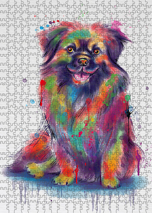 Watercolor Tibetan Spaniel Dog Portrait Jigsaw Puzzle for Adults Animal Interlocking Puzzle Game Unique Gift for Dog Lover's