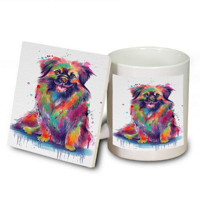 Watercolor Tibetan Spaniel Dog Mug and Coaster Set MUC57564
