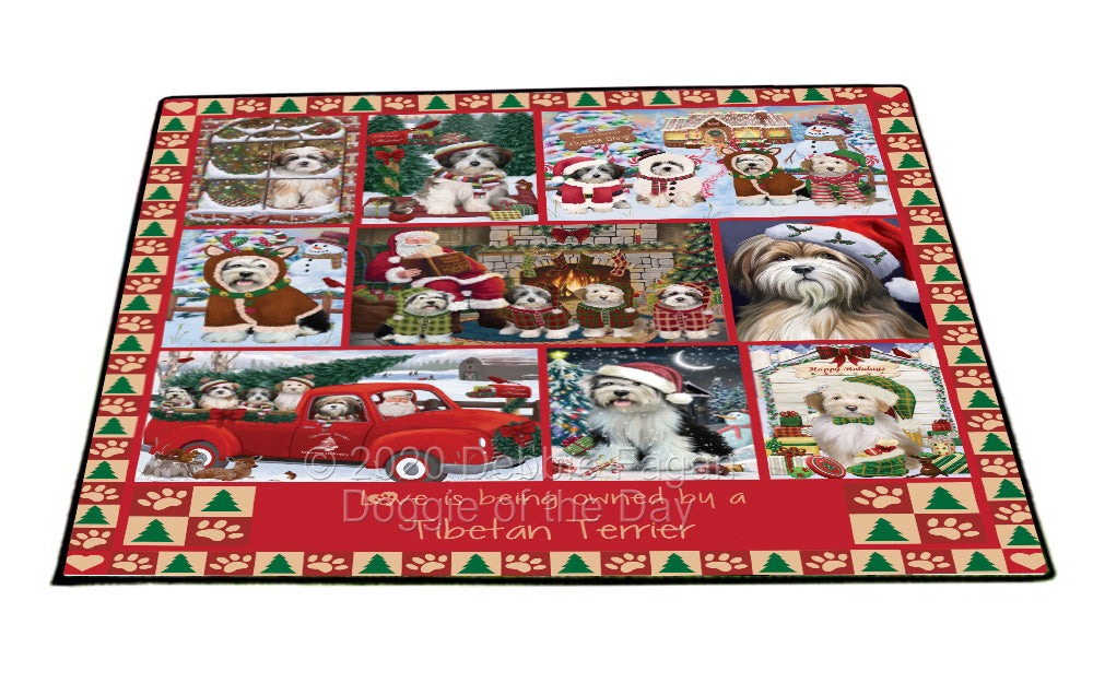 Love is Being Owned Christmas Tibetan Terrier Dogs Floormat FLMS54961