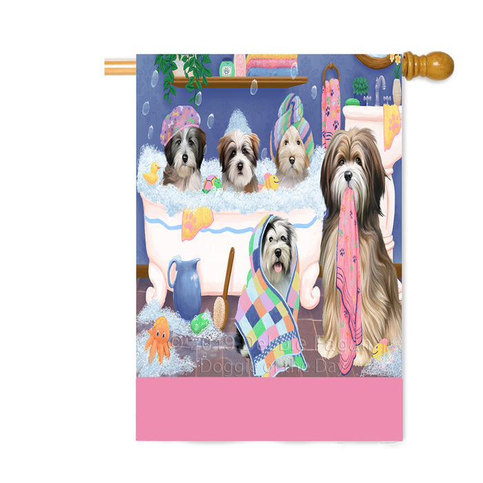 Personalized Rub A Dub Dogs In A Tub Tibetan Terrier Dogs Custom House Flag FLG64381