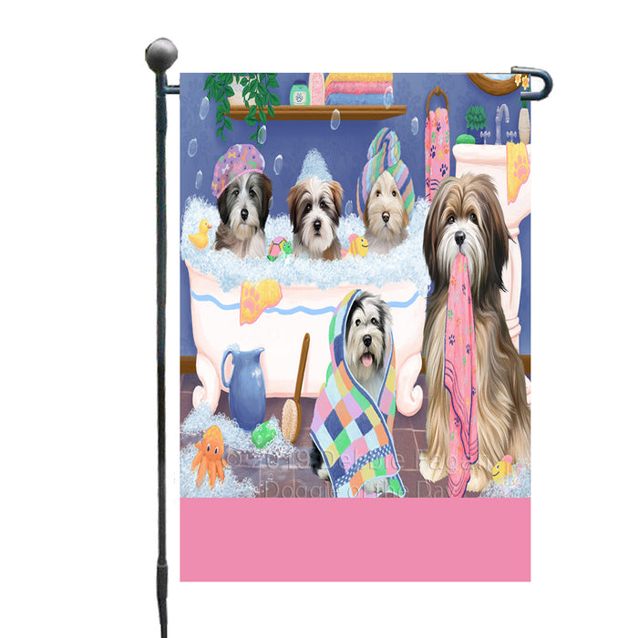 Personalized Rub A Dub Dogs In A Tub Tibetan Terrier Dogs Custom Garden Flag GFLG64916