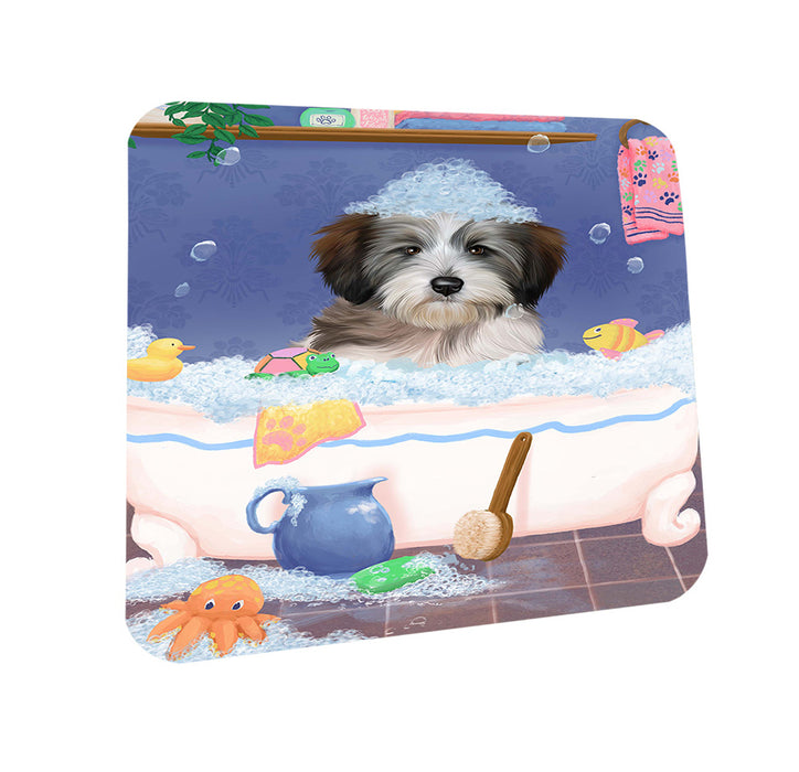 Rub A Dub Dog In A Tub Tibetan Terrier Dog Coasters Set of 4 CST57422