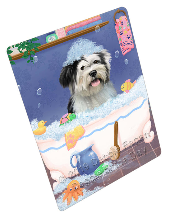 Rub A Dub Dog In A Tub Tibetan Terrier Dog Cutting Board - For Kitchen - Scratch & Stain Resistant - Designed To Stay In Place - Easy To Clean By Hand - Perfect for Chopping Meats, Vegetables, CA81898