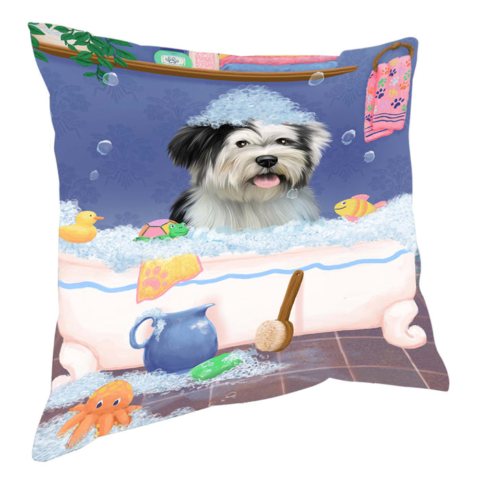 Rub A Dub Dog In A Tub Tibetan Terrier Dog Pillow with Top Quality High-Resolution Images - Ultra Soft Pet Pillows for Sleeping - Reversible & Comfort - Ideal Gift for Dog Lover - Cushion for Sofa Couch Bed - 100% Polyester, PILA90853