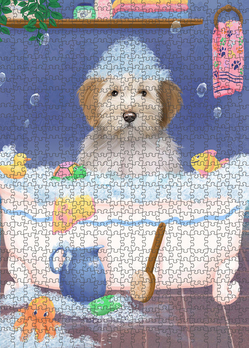 Rub A Dub Dog In A Tub Tibetan Terrier Dog Portrait Jigsaw Puzzle for Adults Animal Interlocking Puzzle Game Unique Gift for Dog Lover's with Metal Tin Box PZL379