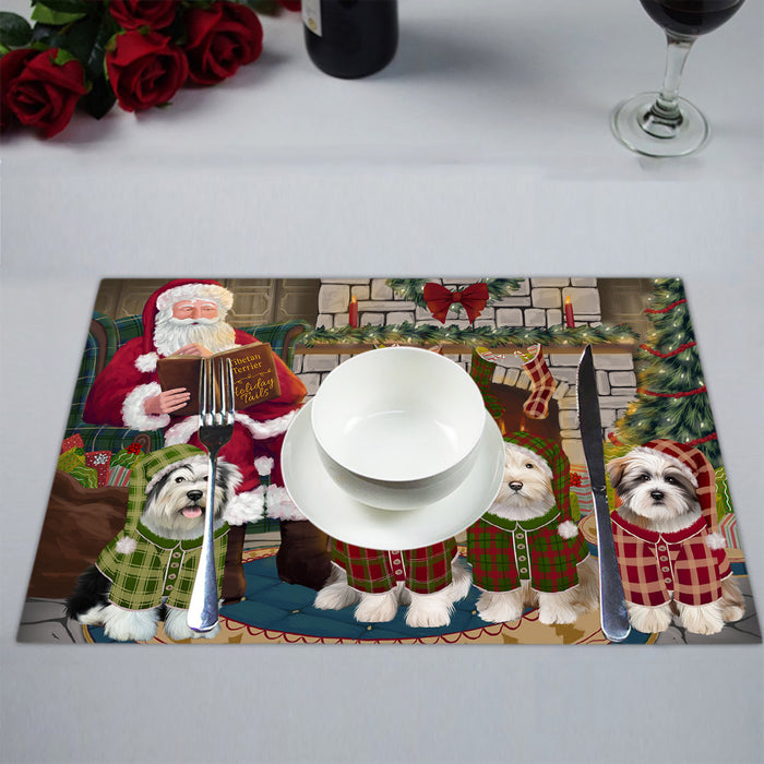 Christmas Cozy Holiday Fire Tails Tibetan Terrier Dogs Placemat