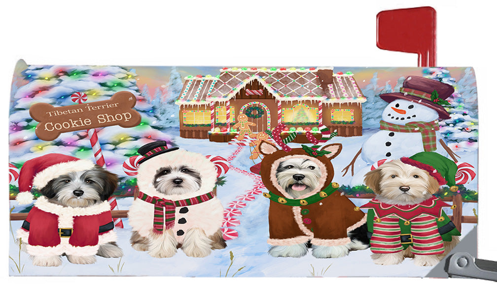 Christmas Holiday Gingerbread Cookie Shop Tibetan Terrier Dogs 6.5 x 19 Inches Magnetic Mailbox Cover Post Box Cover Wraps Garden Yard Décor MBC49032