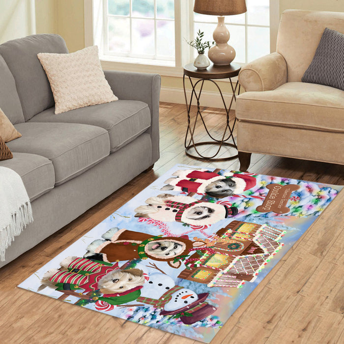 Holiday Gingerbread Cookie Tibetan Terrier Dogs Area Rug
